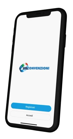 App UIL Convenzioni visualizzata su smartphone